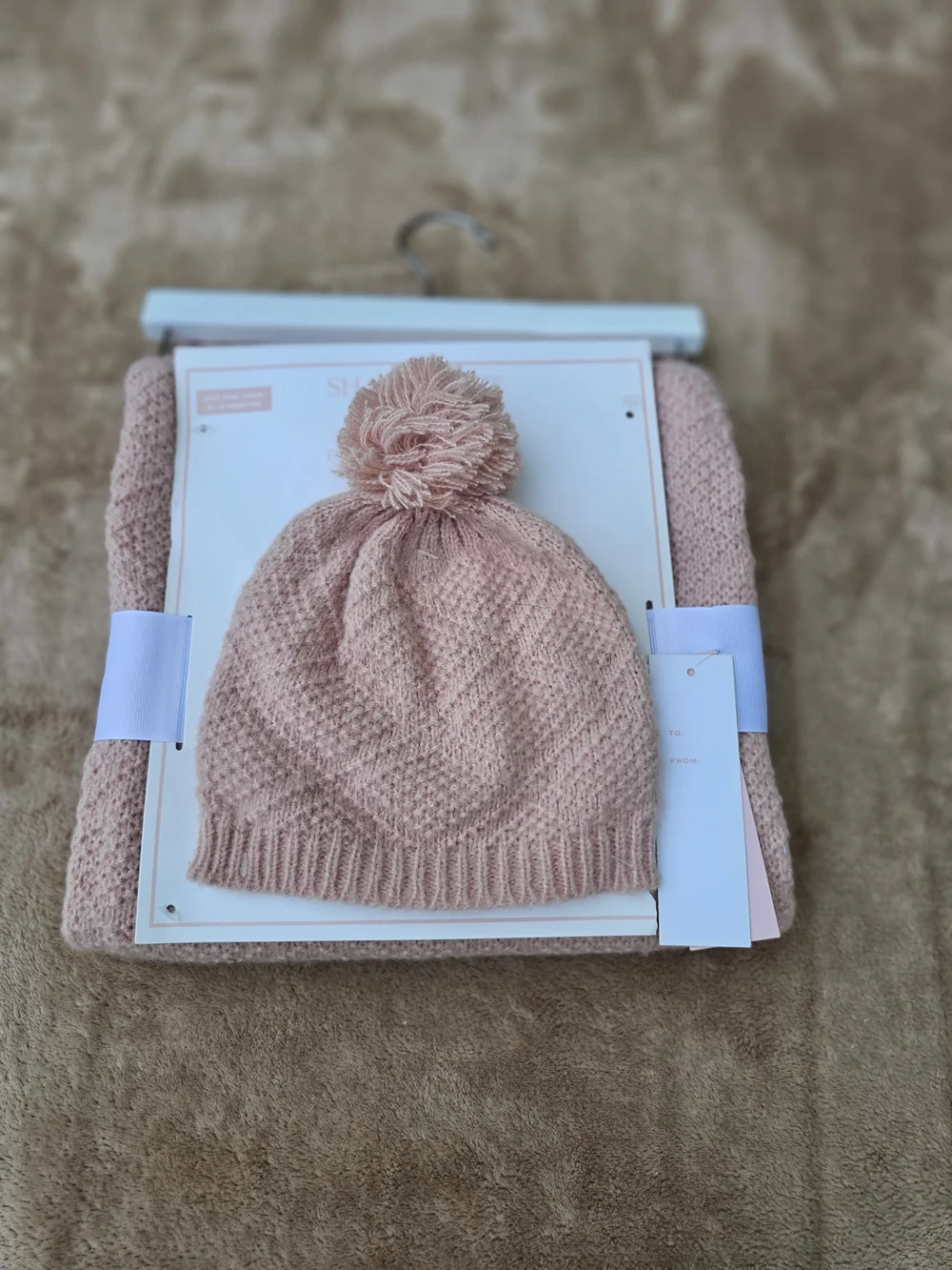 Baby Blanket & Hat Set - Dusty Pink. 0-6 Months